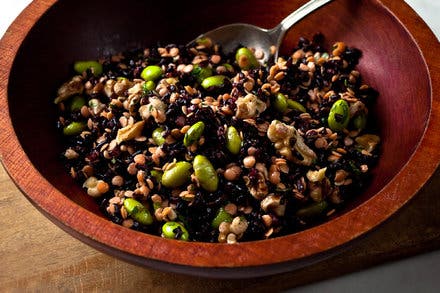 Black Rice and Red Lentil Salad