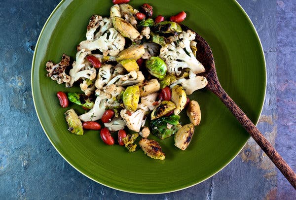 Cauliflower, Brussels Sprouts and Red Beans With Lemon and Mustard