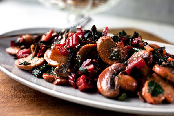 Skillet Mushrooms and Chard With Barley or Brown Rice