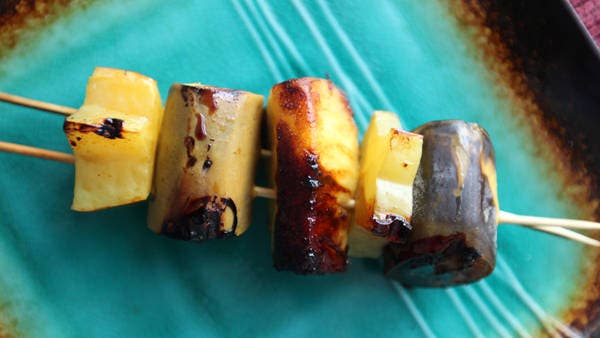 Skewered Grilled Fruit With Ginger Syrup