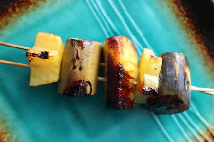 Skewered Grilled Fruit With Ginger Syrup