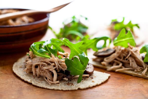 BBQ Chicken and Mushroom Tostadas