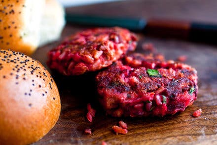 Beet, Rice and Goat Cheese Burgers