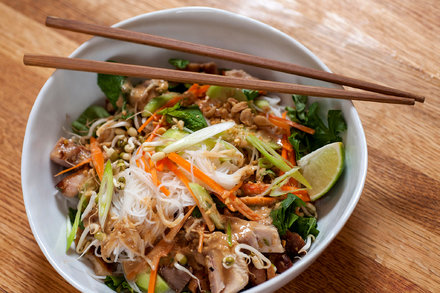 Image for Cold Rice Noodles With Grilled Chicken and Peanut Sauce