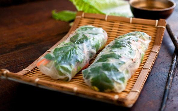 Spring Rolls With Tofu, Vegetables, Rice Noodles and Herbs