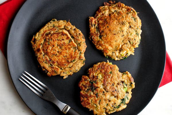 Brown Rice, Sesame, Spinach and Scallion Pancakes