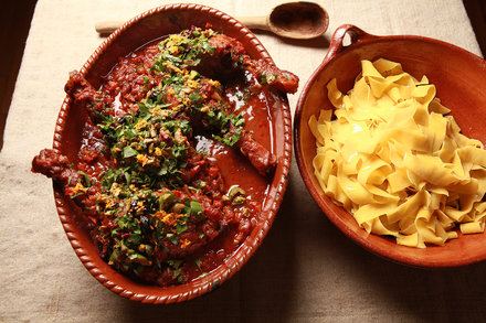 Image for Italian Red-Wine Braised Duck with Olive Gremolata