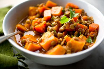 Spicy Lentil and Sweet Potato Stew With Chipotles