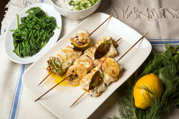 Image for Turkish-Spiced Halibut Skewers With Yogurt Sauce