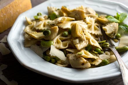 Farfalle With Artichokes, Peas, Favas and Onions