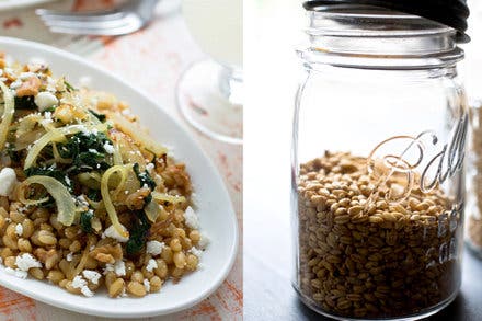 Wheat Berries With Spinach and Spring Onion