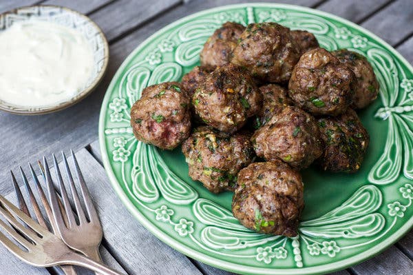 Cumin Lamb Meatballs With Tahini Yogurt Dipping Sauce