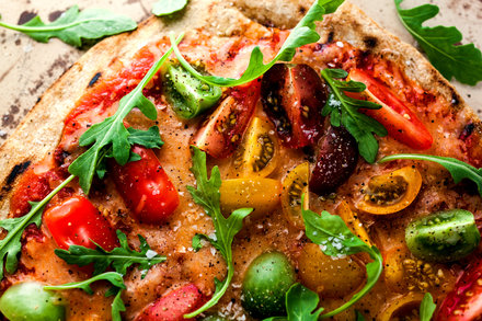 Image for Pizza on the Grill With Cherry Tomatoes, Mozzarella and Arugula