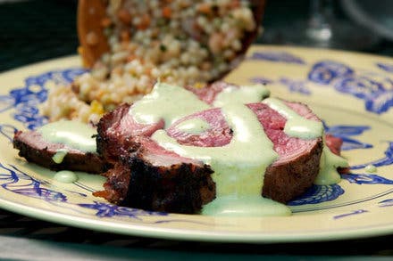 Grilled Leg of Lamb With Spicy Lime Yogurt Sauce
