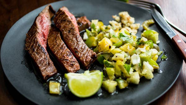 Grilled Chile Flank Steak With Salsa