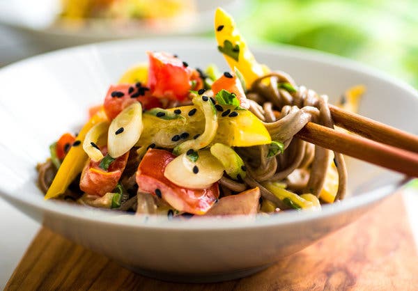 Cold Sesame Noodles With Sweet Peppers