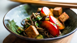 Image for Soba and Herb Salad With Roasted Eggplant and Pluots
