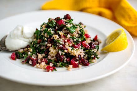 Bulgur Salad With Greens, Barberries and Yogurt