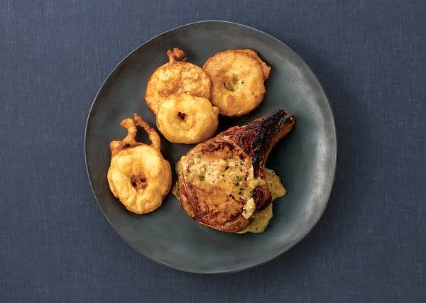 Pan-Roasted Pork Chops With Apple Fritters