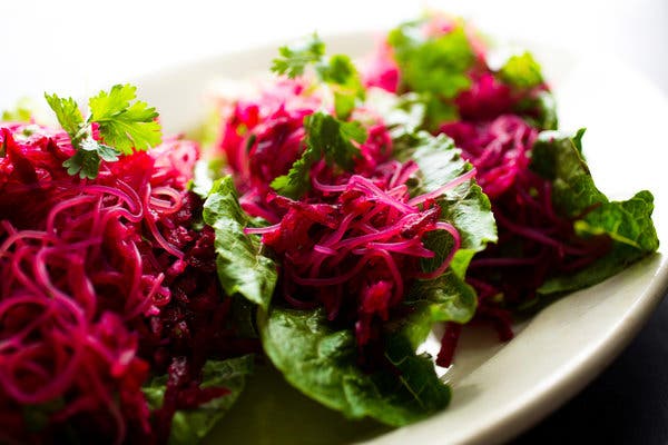 Shredded Beet and Radish Slaw With Rice Noodles