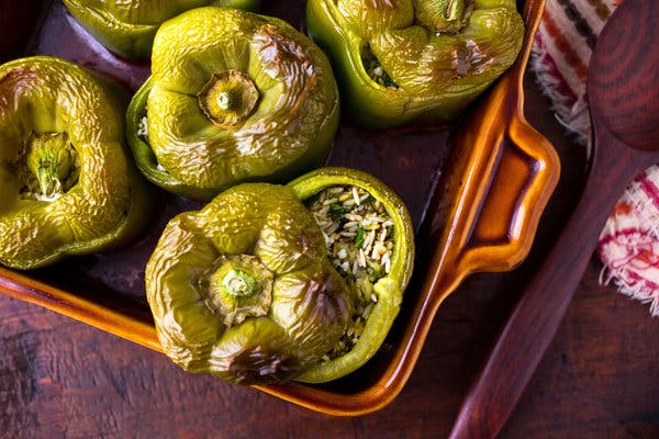 Peppers Stuffed With Rice, Zucchini and Herbs