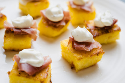 Image for Grits Cakes With Country Ham and Bourbon Mayonnaise