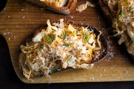 Bruschetta With Cabbage Braised in Wine