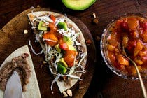 Tostadas With Beans, Cabbage and Avocado