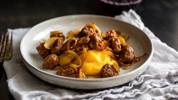 Butternut Squash Polenta With Sausage and Onion