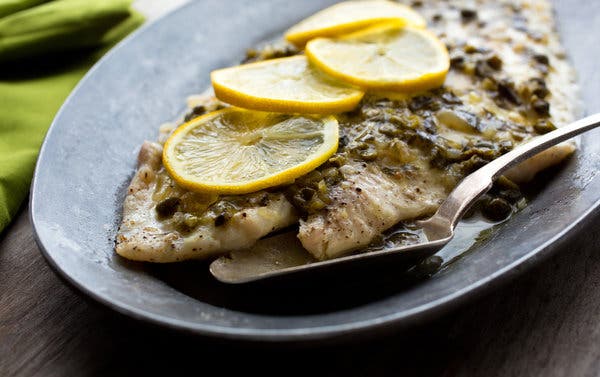 Oven-Poached Pacific Sole With Lemon Caper Sauce