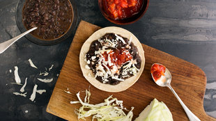 Image for Soft Black Bean Tacos With Salsa and Cabbage