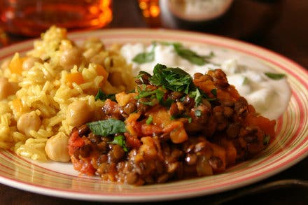 Spiced Brown Lentils With Yogurt