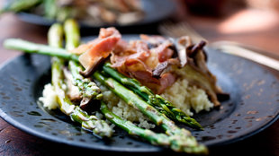 Image for Baked Asparagus With Shiitake, Prosciutto and Couscous