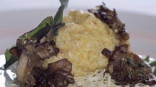 Image for Creamy Grits With Fontina Fonduta And Mushroom Stew