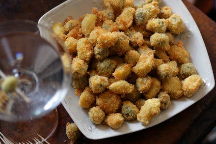 Deep-Fried Garlic Cloves and Green Olives