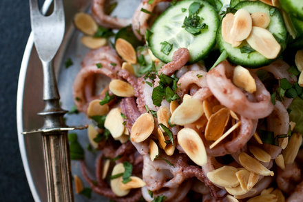 Image for Squid Salad with Cucumbers, Almonds and Pickled Plum Dressing