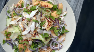 Image for Crab and Cantaloupe Salad with Ginger and Mint Dressing