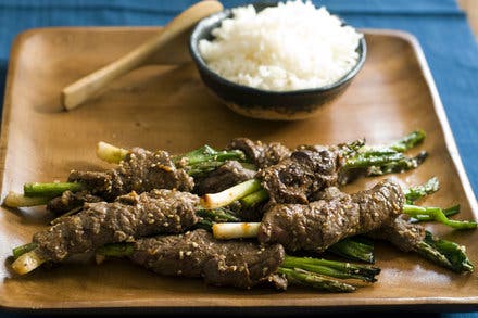 Glazed Beef-and-Scallion Rolls