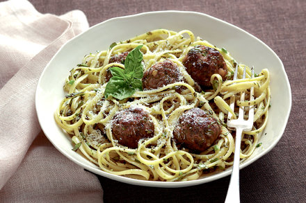 Image for Pasta With Meatballs and Herb Sauce