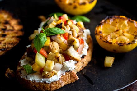 Grilled Ratatouille With Crostini and Goat Cheese