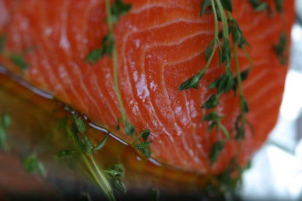 Salmon With Thyme, Lemon Butter and Almonds