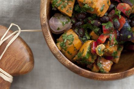 Image for Roasted Sweet Potato Salad With Black Beans and Chile Dressing