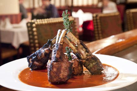 Lamb Chops With Guajillo Chili Sauce and Charro Beans