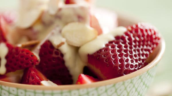 Fresh Strawberries With Almond Crème Anglaise