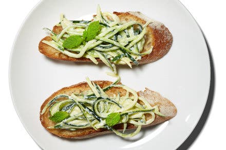 Zucchini Crostini With Ricotta and Mint