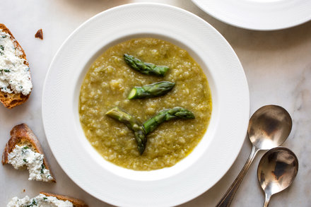 Image for Asparagus Soup With Ricotta Crostini