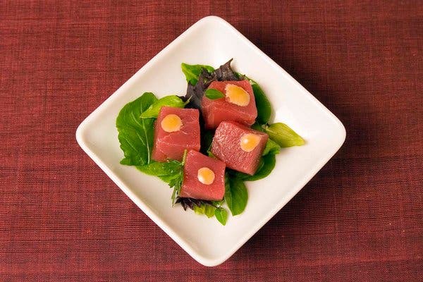 Bigeye Tuna With Microherbs and Ginger-Apricot Aioli