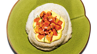 Image for Makrut Lime Meringue Cakes With Lime-Scented Papaya