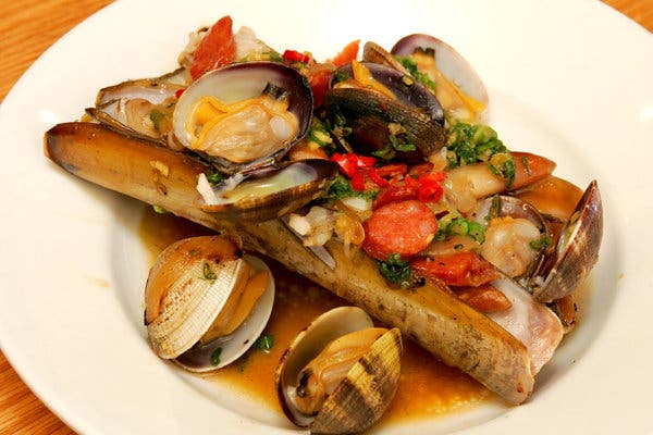 Razor Clams with Kielbasa