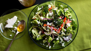 Image for Pre-Summer Greek Salad With Shaved Broccoli and Peppers or Beets